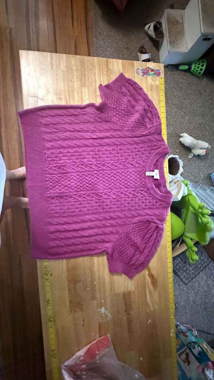 St. John's Bay Women's Short Sleeve Cable Knit Crewneck Sweater